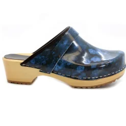BJORK Agata Wood Open Back Leather Clogs