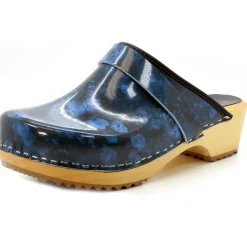 BJORK Agata Wood Open Back Leather Clogs