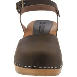 BJORK ALMA Swedish Wood Clog Brown Leather Sandals