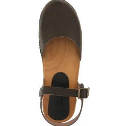 BJORK ALMA Swedish Wood Clog Brown Leather Sandals