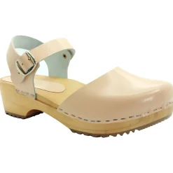 BJORK ALMA Swedish Wood Clog Nude Leather Sandals