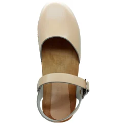BJORK ALMA Swedish Wood Clog Nude Leather Sandals