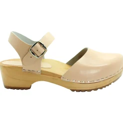 BJORK ALMA Swedish Wood Clog Nude Leather Sandals