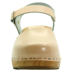 BJORK ALMA Swedish Wood Clog Nude Leather Sandals