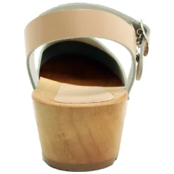 BJORK ALMA Swedish Wood Clog Nude Leather Sandals
