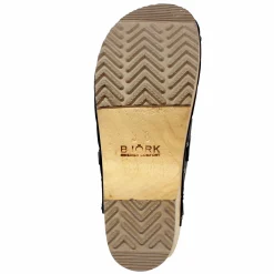 BJORK Anna Wood Full Grain Black Leather Clogs