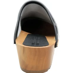 BJORK Araceli Wood Open Back Leather Clogs