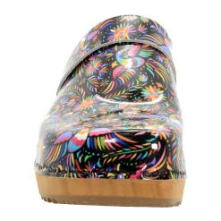 BJORK Araceli Wood Open Back Leather Clogs