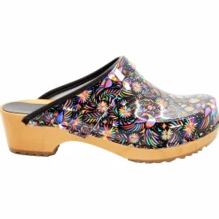 BJORK Araceli Wood Open Back Leather Clogs
