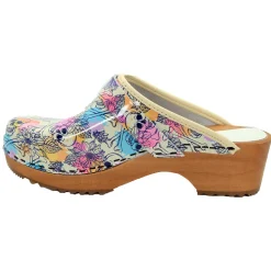 BJORK Bonita Wood Open Back Leather Clogs - CLOSEOUT