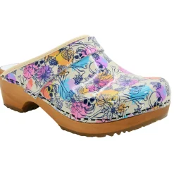 BJORK Bonita Wood Open Back Leather Clogs - CLOSEOUT