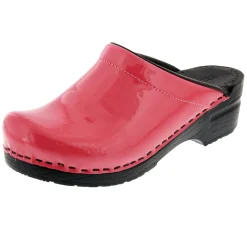 BJORK Elly Open Back Fuchsia Patent Leather Clogs