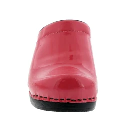 BJORK Elly Open Back Fuchsia Patent Leather Clogs