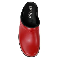 BJORK Flex Pro Open Back Red Leather Clogs - CLOSEOUT