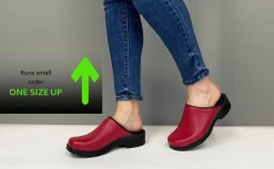 BJORK Flex Pro Open Back Red Leather Clogs - CLOSEOUT