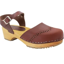 BJORK Gerda Leather Closed-Toe Wooden Clog Sandals