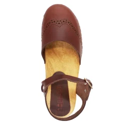 BJORK Gerda Leather Closed-Toe Wooden Clog Sandals