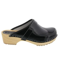 BJORK LEIA Wood Classic Open Back Patent Leather Clogs