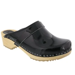 BJORK LEIA Wood Classic Open Back Patent Leather Clogs