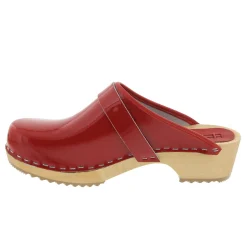 BJORK LEIA Wood Open Back Red Patent Leather Clogs