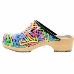 BJORK Maja Open Back Geometric Leather Clogs