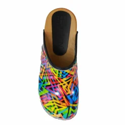 BJORK Maja Open Back Geometric Leather Clogs