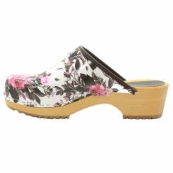 BJORK Maja Open Back Pink Roses Leather Clogs