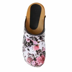 BJORK Maja Open Back Pink Roses Leather Clogs