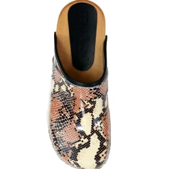BJORK Maja Open Back Python Leather Clogs