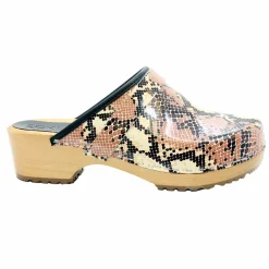 BJORK Maja Open Back Python Leather Clogs