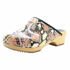 BJORK Maja Open Back Python Leather Clogs