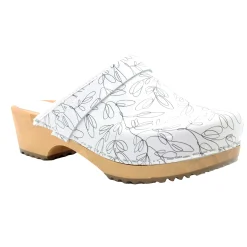 BJORK Maja Open Back Stencil Leather Clogs - CLOSEOUT