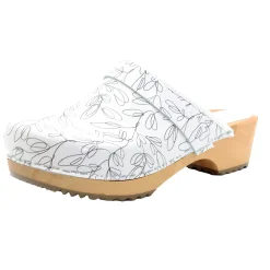 BJORK Maja Open Back Stencil Leather Clogs - CLOSEOUT