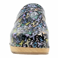 BJORK Maja Wood Hope Ribbons Printed Leather Clogs