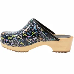 BJORK Maja Wood Hope Ribbons Printed Leather Clogs