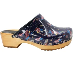 BJORK Maja Wood Liberty Leather Clogs