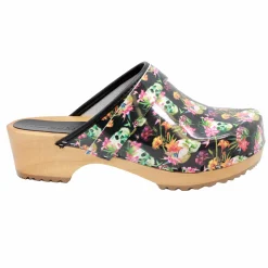 BJORK Maja Wood Moa Printed Leather Clogs