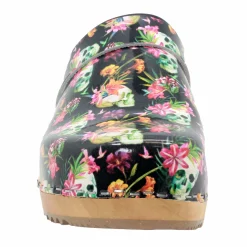 BJORK Maja Wood Moa Printed Leather Clogs