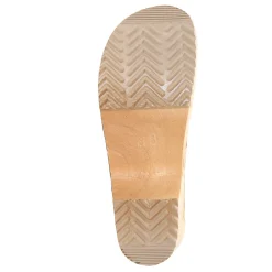 BJORK Maja Wood Open Back Brown Oiled Leather Clogs