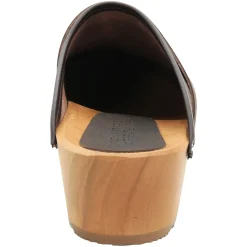 BJORK Maja Wood Open Back Brown Oiled Leather Clogs