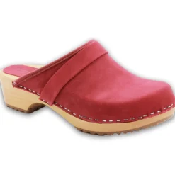 BJORK Maja Wood Open Back in Berry Nubuck Leather - CLOSEOUT