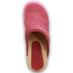 BJORK Maja Wood Open Back in Berry Nubuck Leather - CLOSEOUT