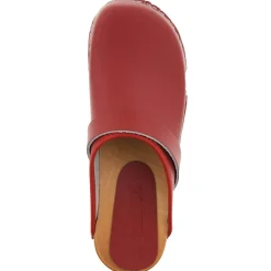 BJORK Maja Wood Open Back Leather Clogs