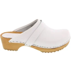 BJORK Maja Wood Open Back Leather Clogs