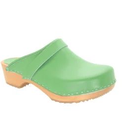 BJORK Maja Wood Open Back Leather Clogs