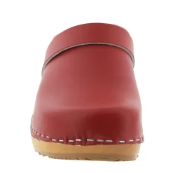 BJORK Maja Wood Open Back Leather Clogs
