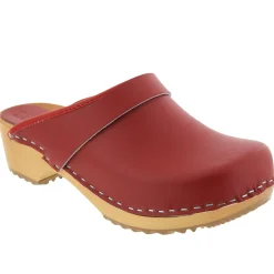 BJORK Maja Wood Open Back Leather Clogs