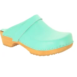 BJORK Maja Wood Open Back Leather Clogs