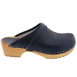 BJORK Maja Wood Open Back Leather Clogs