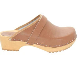 BJORK Maja Wood Open Back Leather Clogs